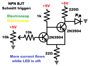 Schmitt Trigger NPN BJT Electronzap