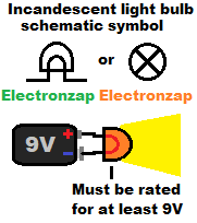 Incandescent light bulb schematic symbols and simple circuit illustration diagram by electronzap