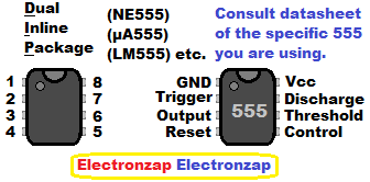 555 timer integrated circuit IC pin layout