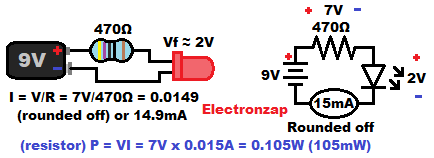 LED protected by a resistor electrical properties diagram by electronzap