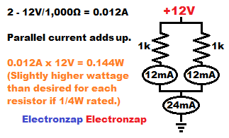 Parallel resistors provide more current for the equivalent of less resistance schematic diagram image