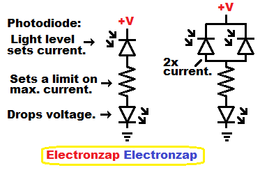 Photodiode component demonstration circuit controls LED brightness learning electronics lesson 0060