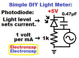 Simple DIY light meter using photodiode resistor voltage divider learning electronics lesson 0061