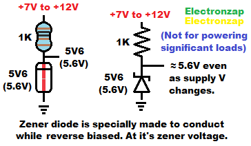 Zener diode demonstration circuit schematic and pictorial diagram by electronzap