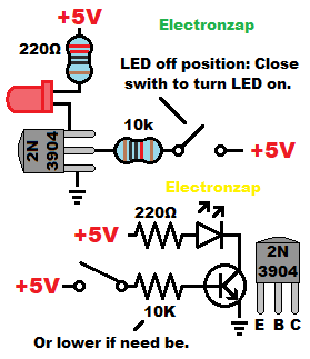 NPN bipolar junction transistor BJT switch circuit pictorial and schematic diagram by electronzap