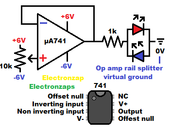 741 op amp voltage follower with dual aka split power supply learning electronics lesson 0031