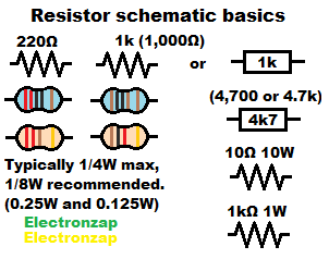 How to read schematic diagrams 01 resistor component quarter watt 1W 10W diagram by electronzap