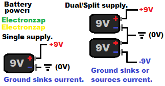 Single versus dual or split power supply using batteries pictorial by electronzap