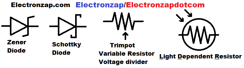 Common resistor and diode component variations diagram by electronzap electronzapdotcom