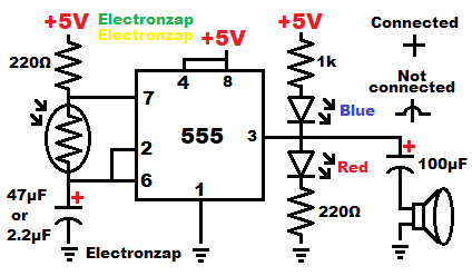 Light dependent resistor LDR astable 555 timer with speaker circuit learning electronics lesson 0064