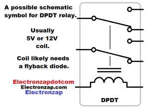 Possible schematic symbol for double pole double throw DPDT relay diagram by electronap electronzapdotcom