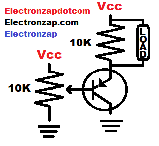 Simple PNP BJT emitter follower bipolar junction transistor common collector circuit schematic diagram by electronzap electronzapdotcom