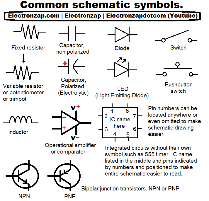 Common schematic symbols