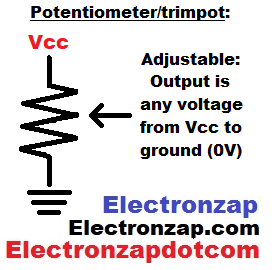 Simple trimmer potentiometer trimpot component as voltage divider circuit fragment diagram by electronzap electronzapdotcom