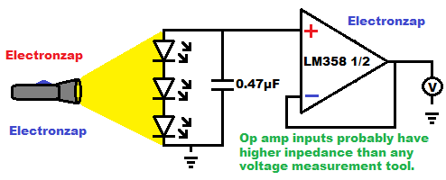 LM358 Op Amp follower helping to measure a weak voltage for learning electronics shorts 75