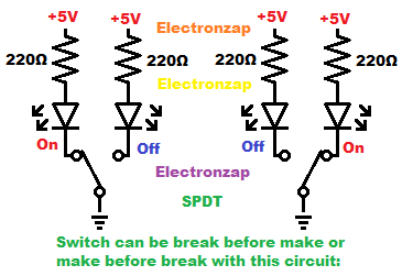 Toggle switch single pole double throw SPDT break before make for learning electronics shorts 99