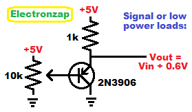 PNP BJT Emitter Follower or Common Collector circuit 2N3906 learning electronics shorts 121