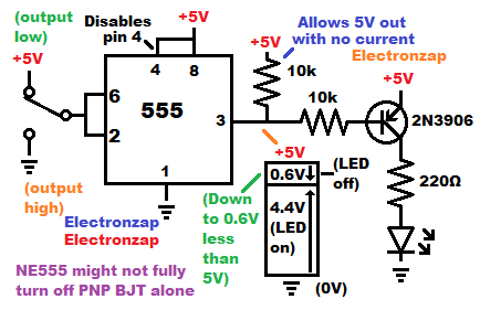 Pull up resistor helps NE555 timer output turn off PNP BJT circuit -  Electronzap