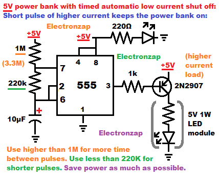 Overcoming portable USB power bank low power load auto shut off