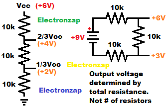 One and Two Third of Supply Voltage Divider Signals Schematic Diagram by Electronzap