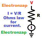 Ohms law for current through a resistor schematic diagram by electronzap