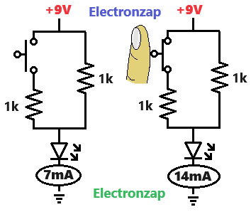 Switch controlled parallel resistor demo circuit by Electronzap